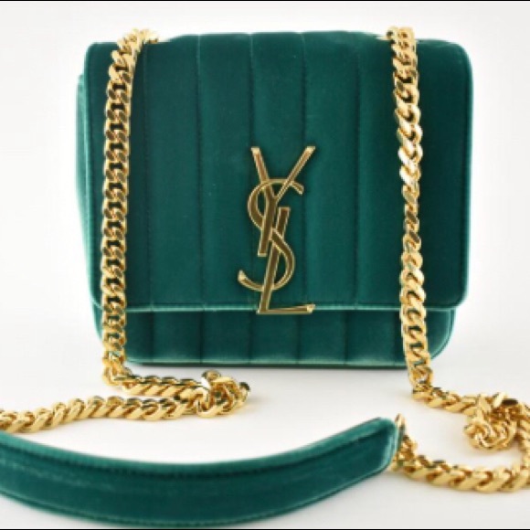Brand New YSL Vicky Small in Velvet Green - Picture 2 of 7